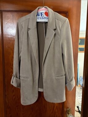 Stoosh Taupe Open-Front Blazer Jacket